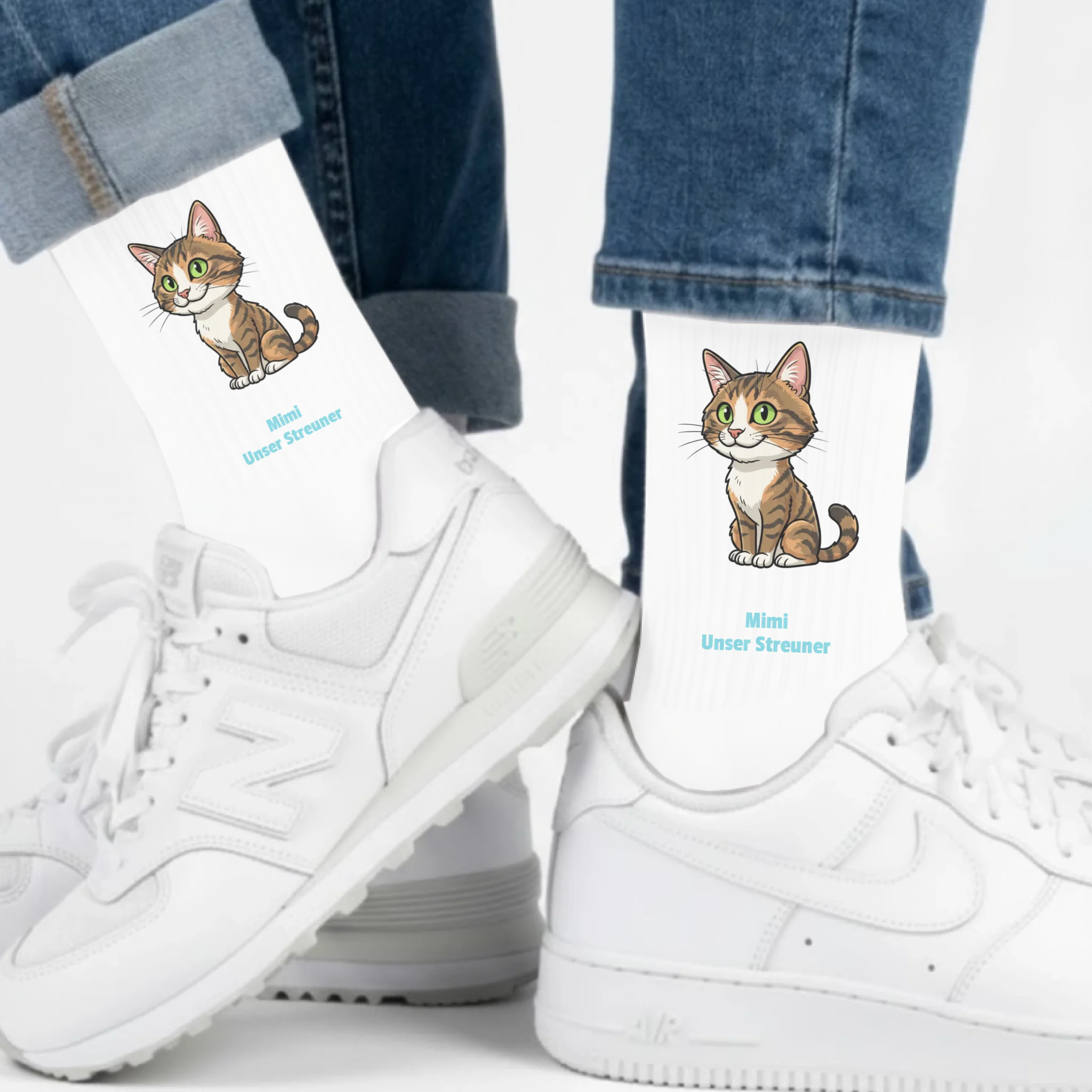Katzen Socken mit Foto und Text personalisiert