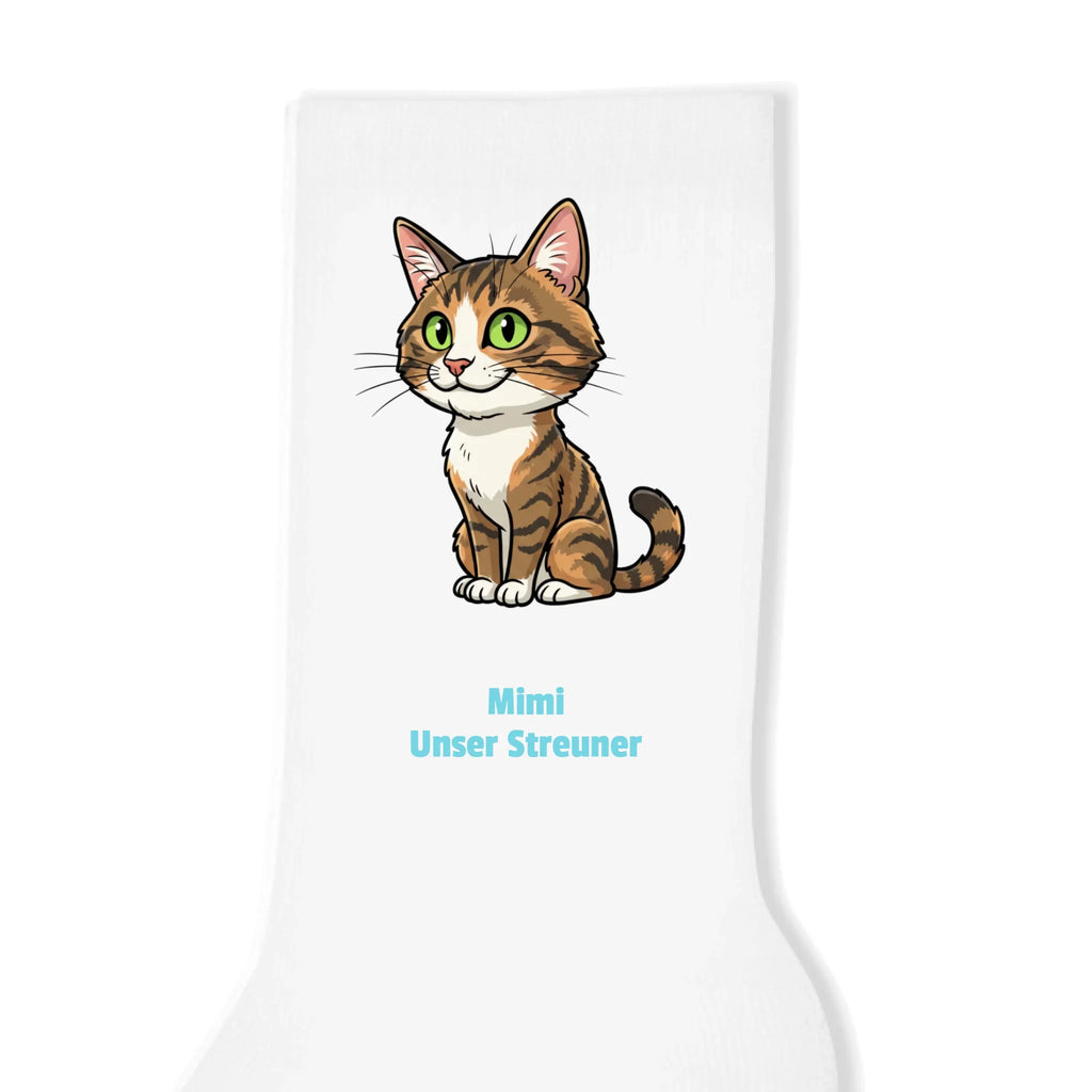 Katzen Socken mit Foto und Text personalisiert weiss
