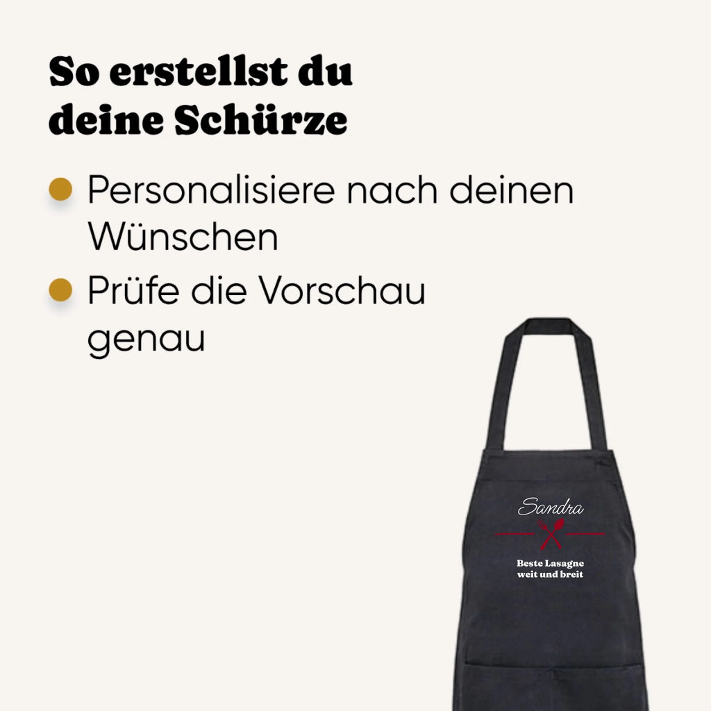 Kochschürze personalisiert mit Namen - Erklärung