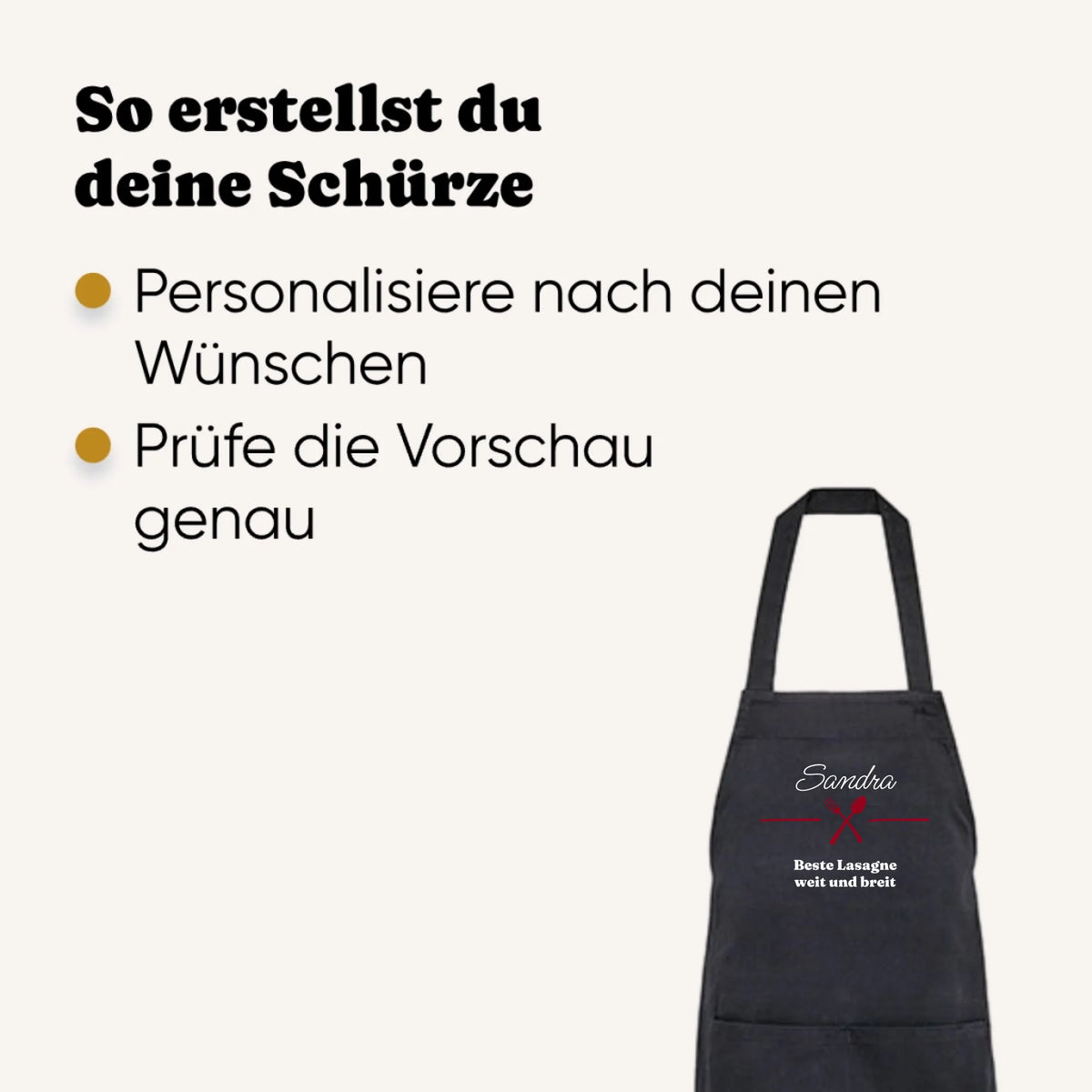 Kochschürze personalisiert mit Namen - Erklärung