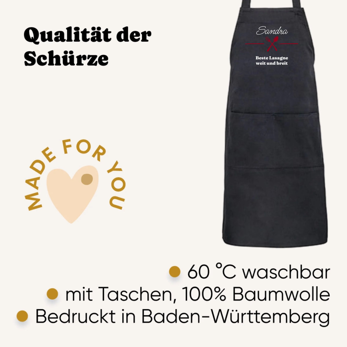 Kochschürze personalisiert mit Namen - Qualität