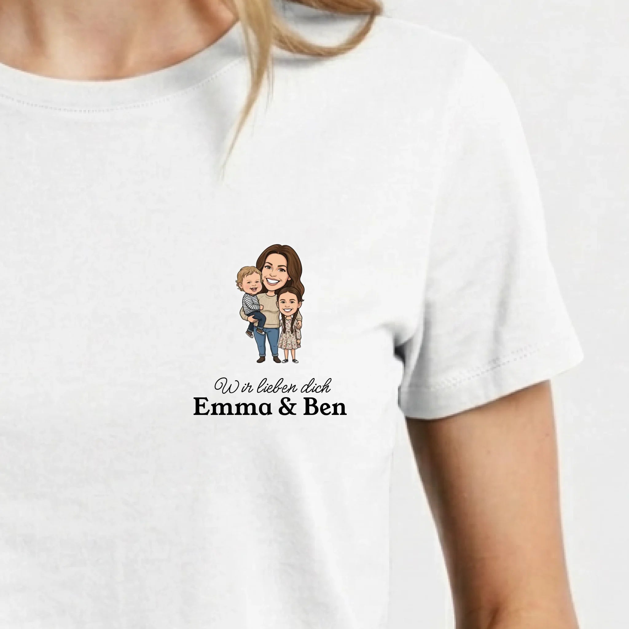 Mama T-Shirt mit Comic Foto und Text personalisiert Weiss Nah