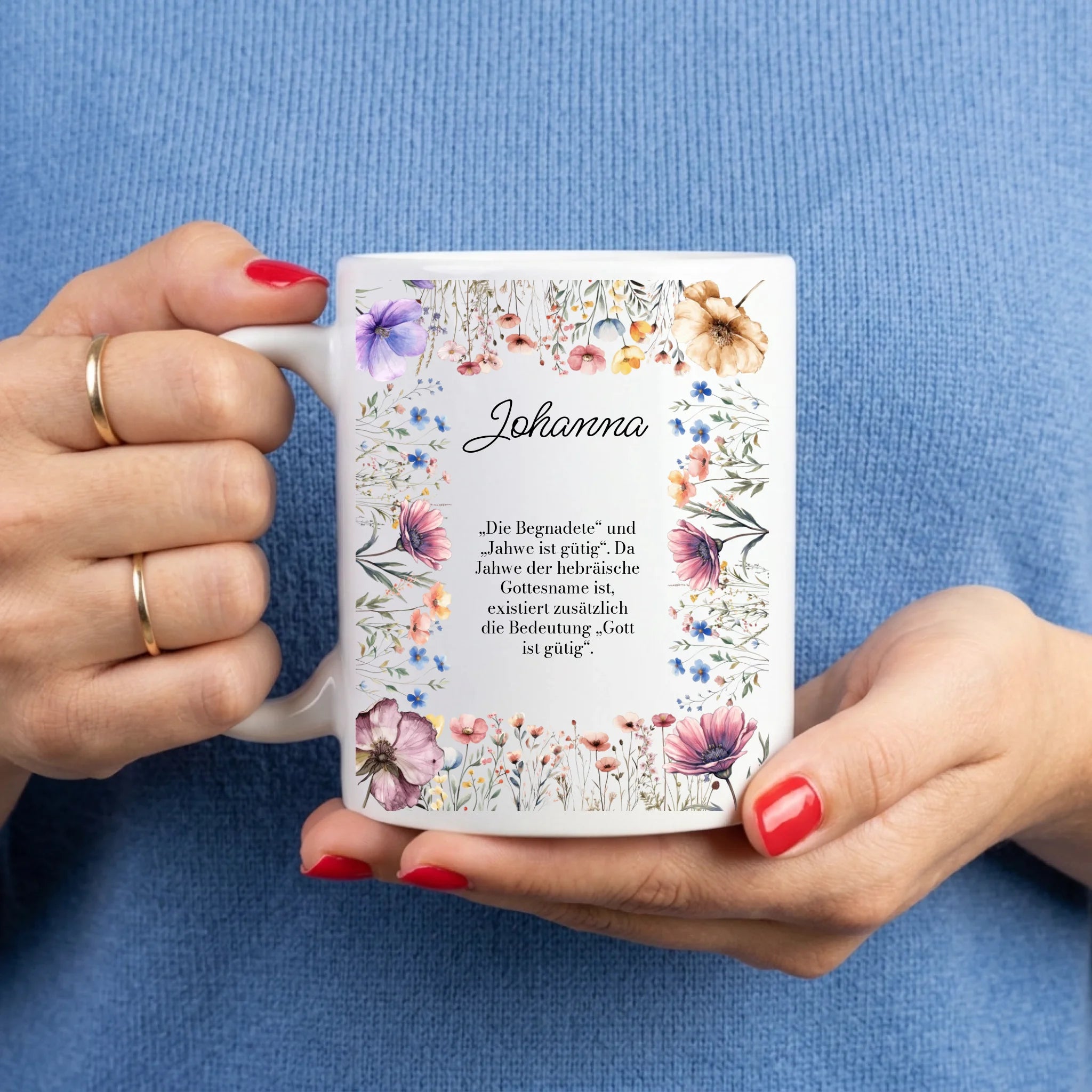 Namenstasse mit Bedeutung personalisiert florales Design