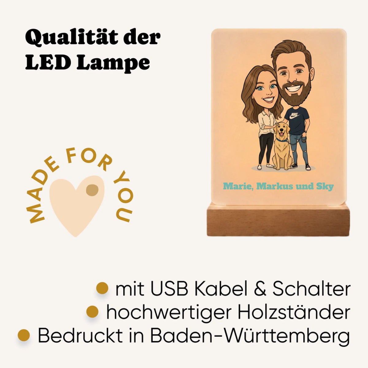 Personalisierte Lampe mit Foto im Big Head Comic Stil - Qualität