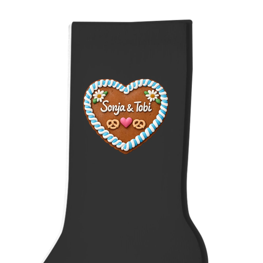 Personalisierte Lebkuchenherz Socken mit Namen - schwarz