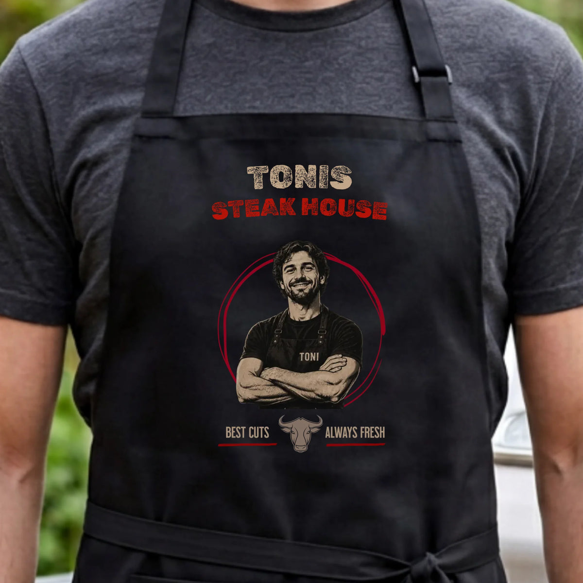 Personalisierte Schürze - Steakhouse Design mit Foto