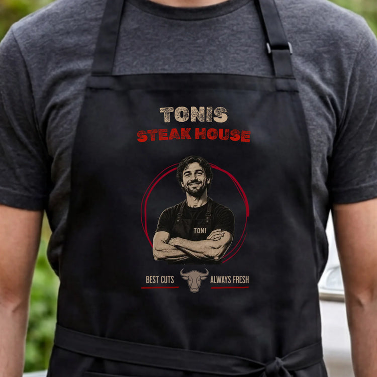 Personalisierte Schürze - Steakhouse Design mit Foto