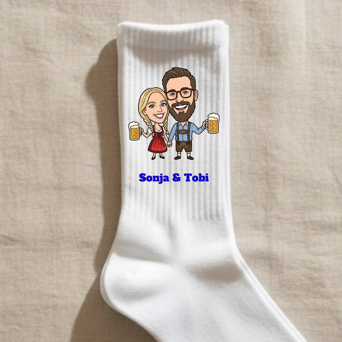 Personalisierte Socken im bayrischen Stil - weiss