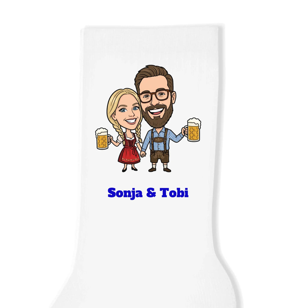 Personalisierte Socken im bayrischen Stil - weiss