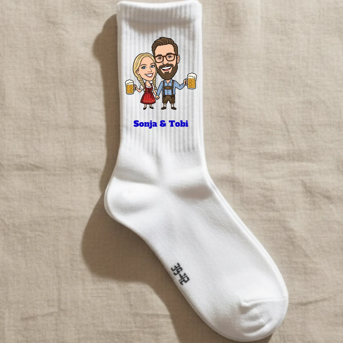 Personalisierte Socken im bayrischen Stil - weiss
