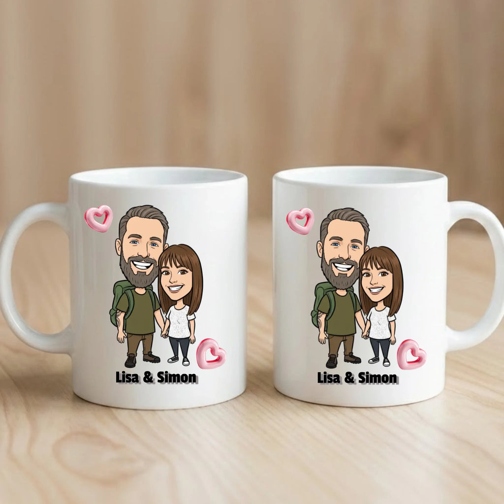 Personalisierte Tasse Big Head mit Foto & Text im Comic Stil