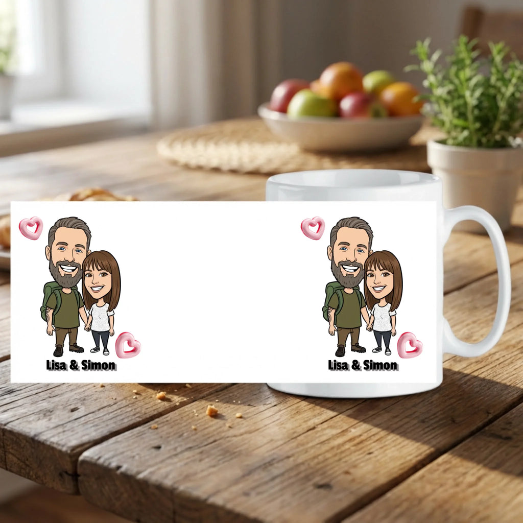 Personalisierte Tasse Big Head mit Foto & Text im Comic Stil