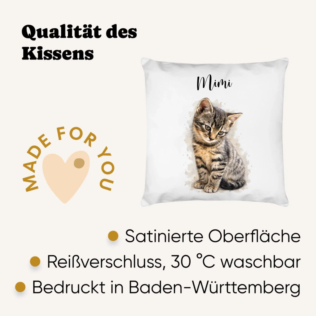 Personalisiertes Katzen Kissen mit Foto und Name - Qualität