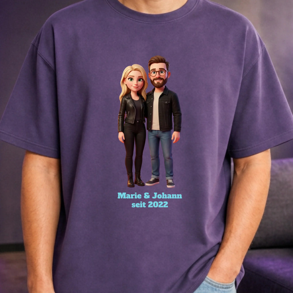 Personalisiertes Oversized T-Shirt 3D Stil - Lila