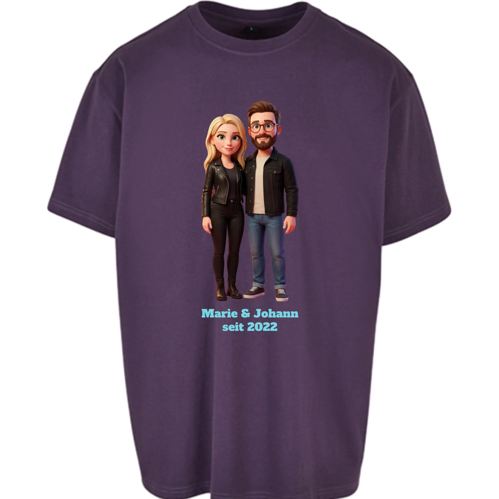 Personalisiertes Oversized T-Shirt 3D Stil - Lila