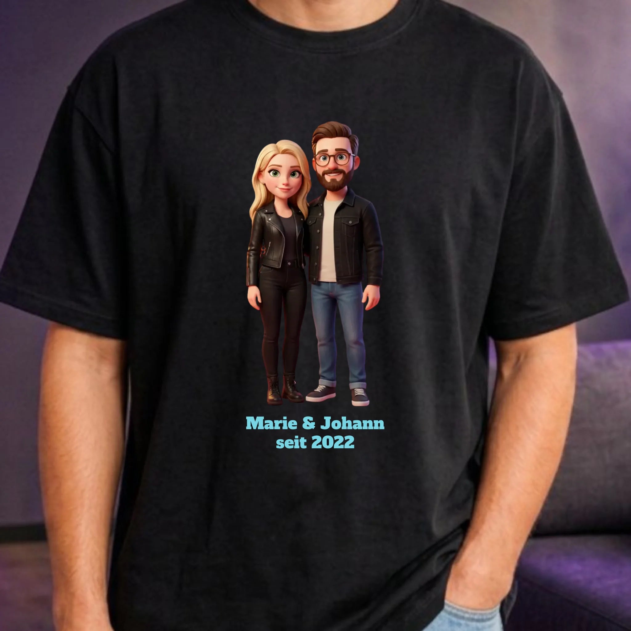 Personalisiertes Oversized T-Shirt 3D Stil - Schwarz