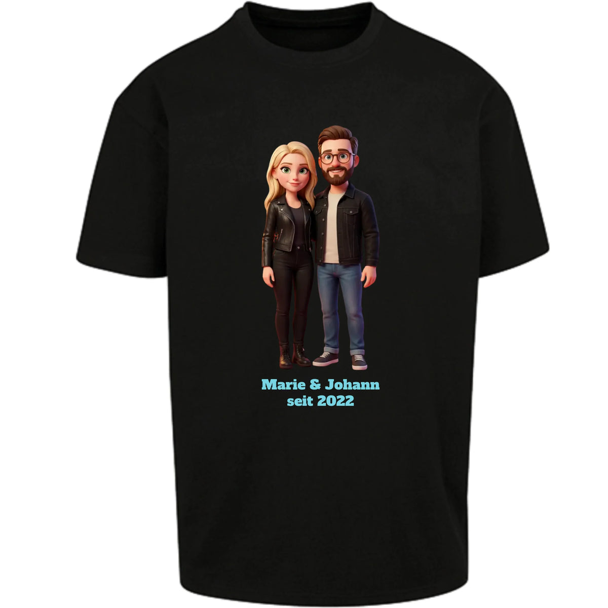 Personalisiertes Oversized T-Shirt 3D Stil - Schwarz