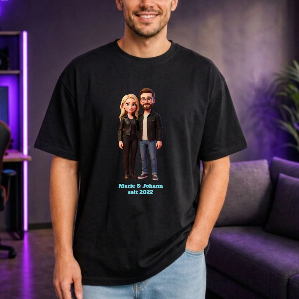 Personalisiertes Oversized T-Shirt 3D Stil - Schwarz