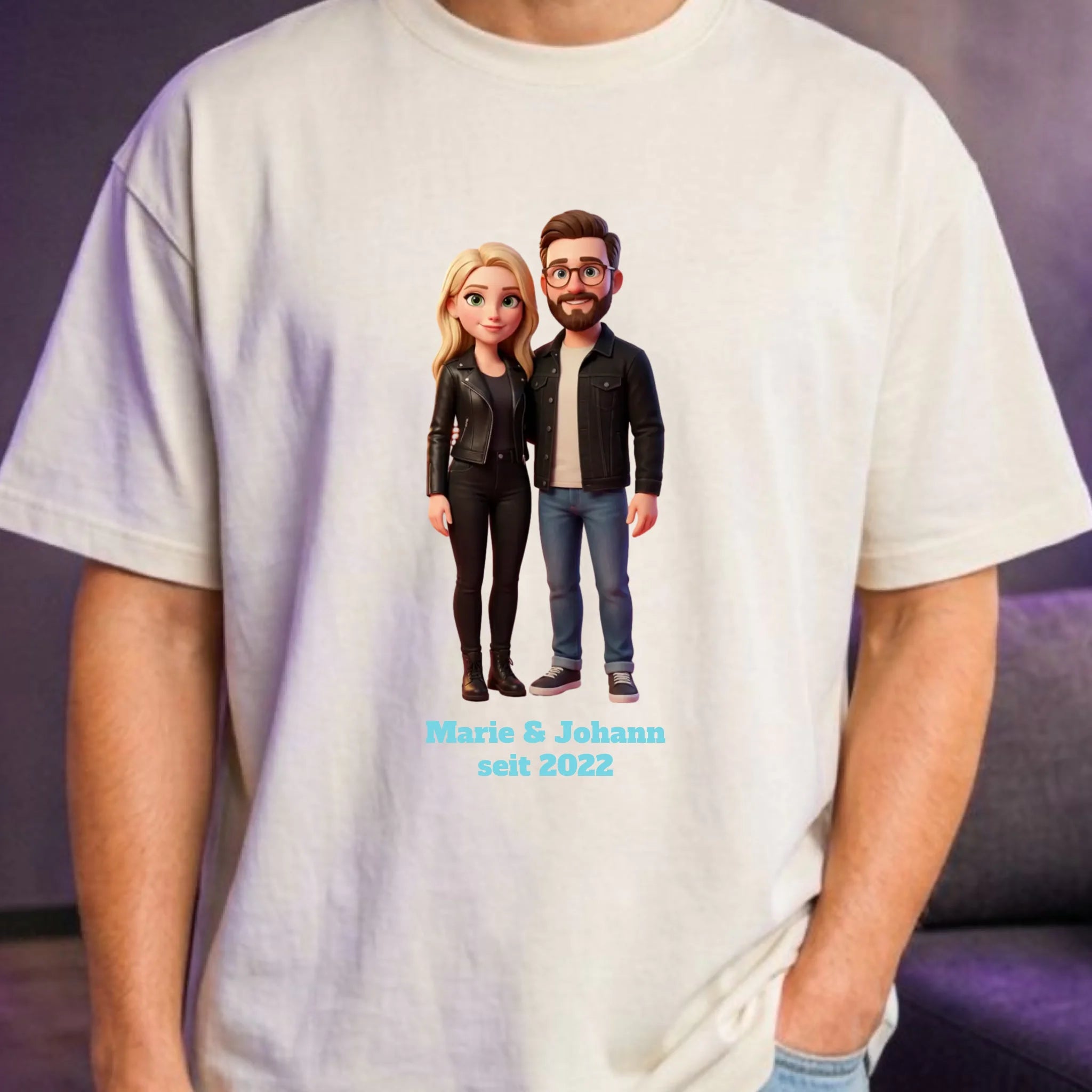 Personalisiertes Oversized T-Shirt 3D Stil - Weiss