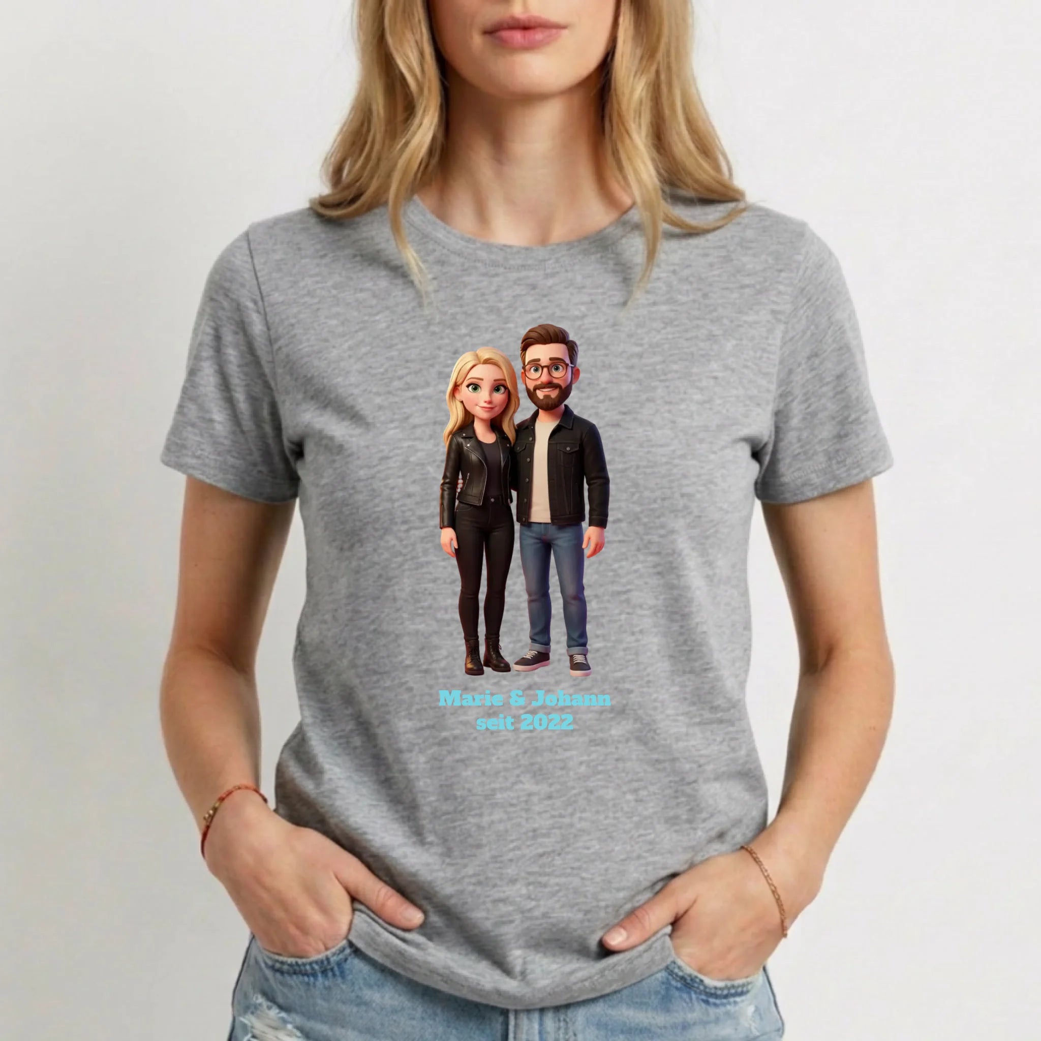 Personalisiertes T-Shirt Damen 3D Stil - Grau