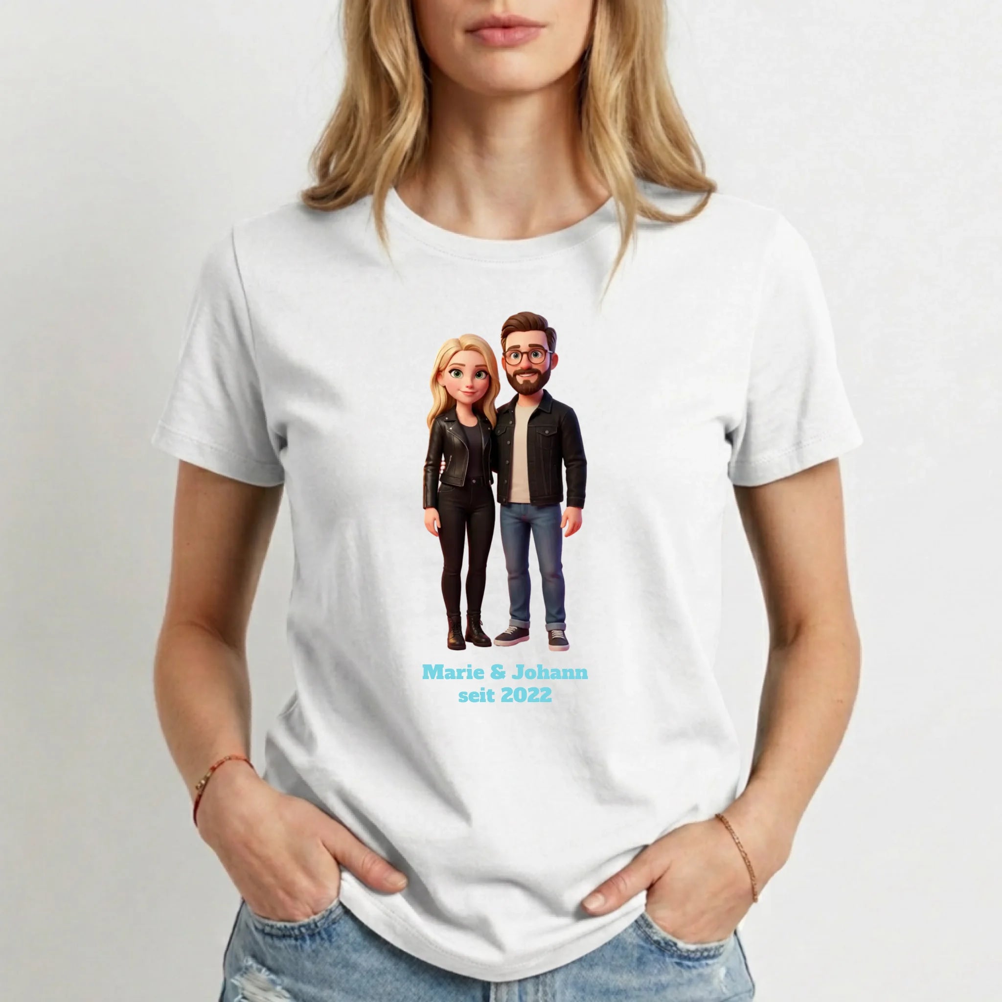 Personalisiertes T-Shirt Damen 3D Stil - Weiss