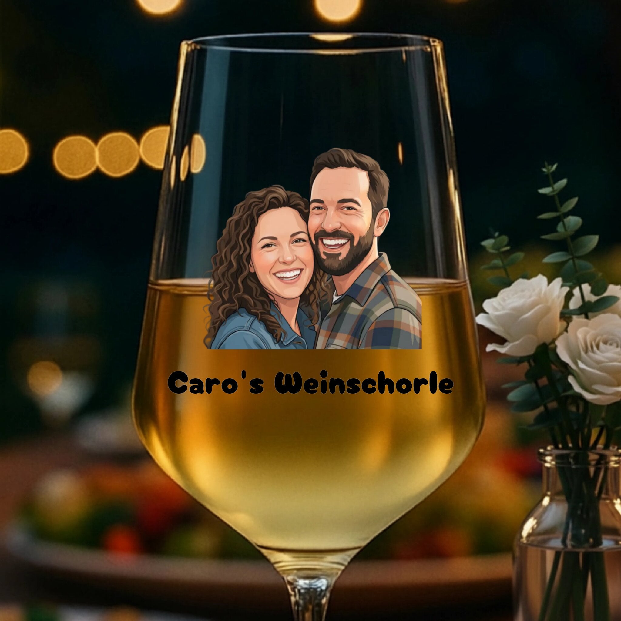Personalisiertes Weinglas im Kunststil