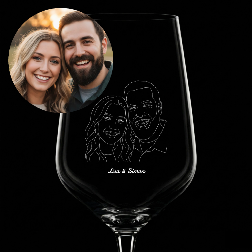 Personalisiertes Weinglas mit Gravur und Bild