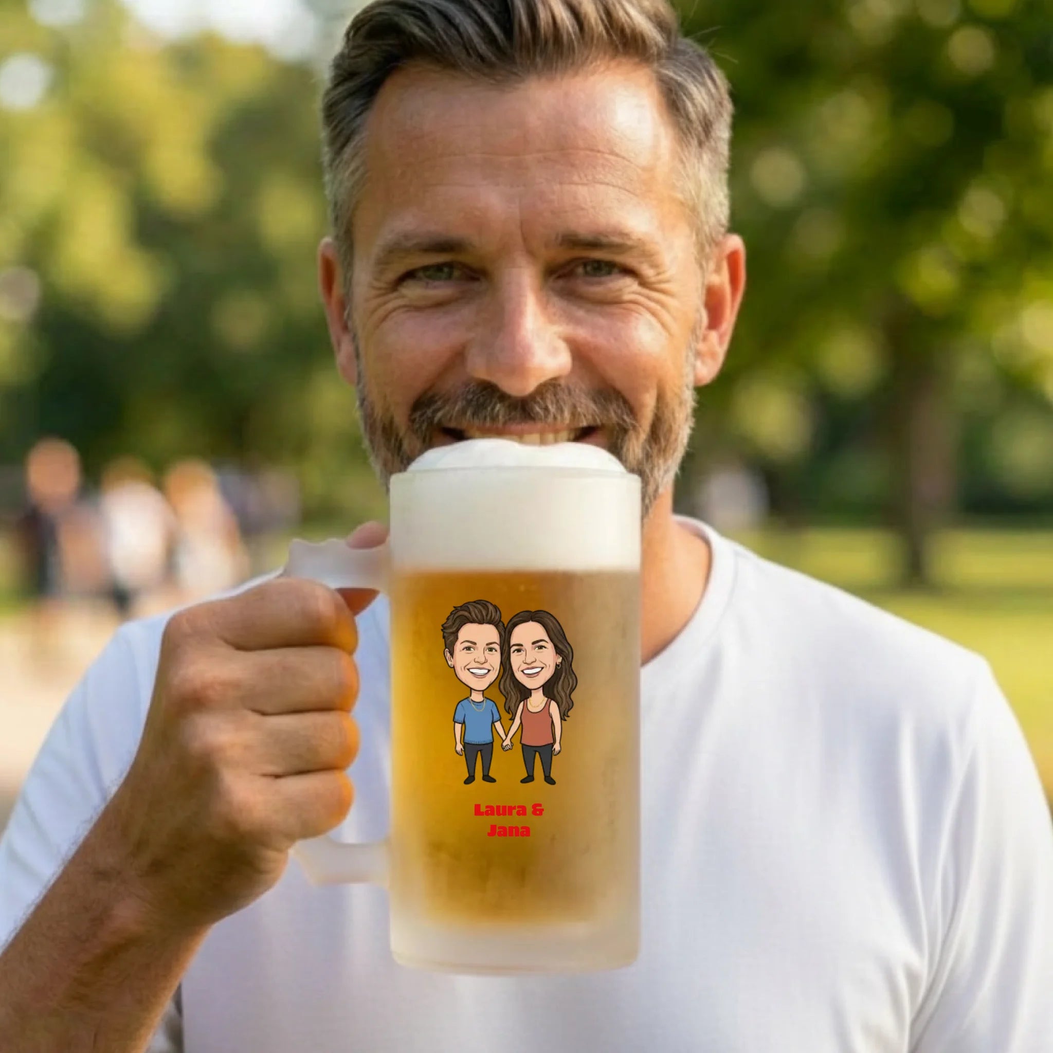Regenbogen Bierkrug Glas mit Foto und Namen personalisiert - Geschenk homosexuelle