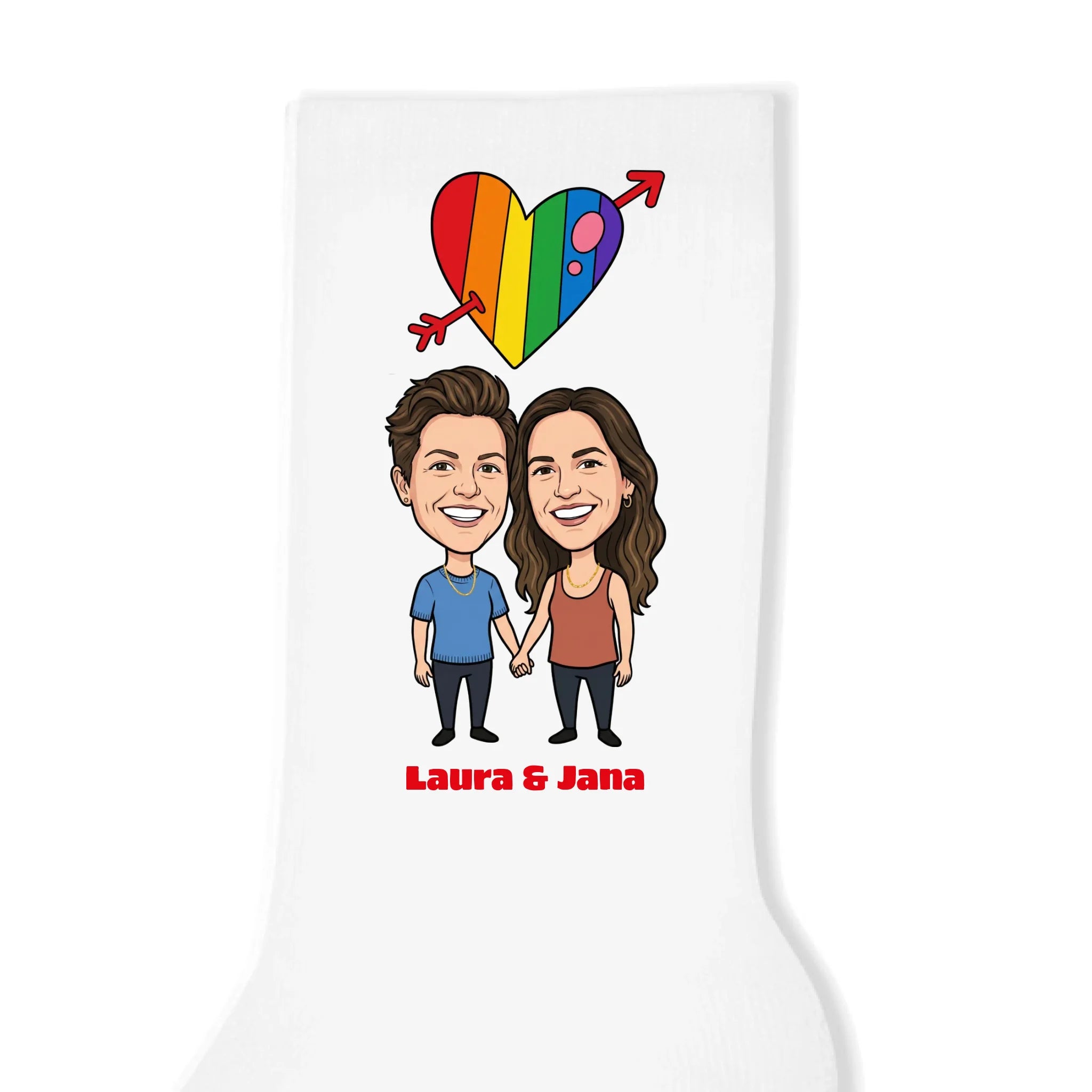 Regenbogen Socken mit Foto personalisiert - Geschenk lesbische Frau einzeln