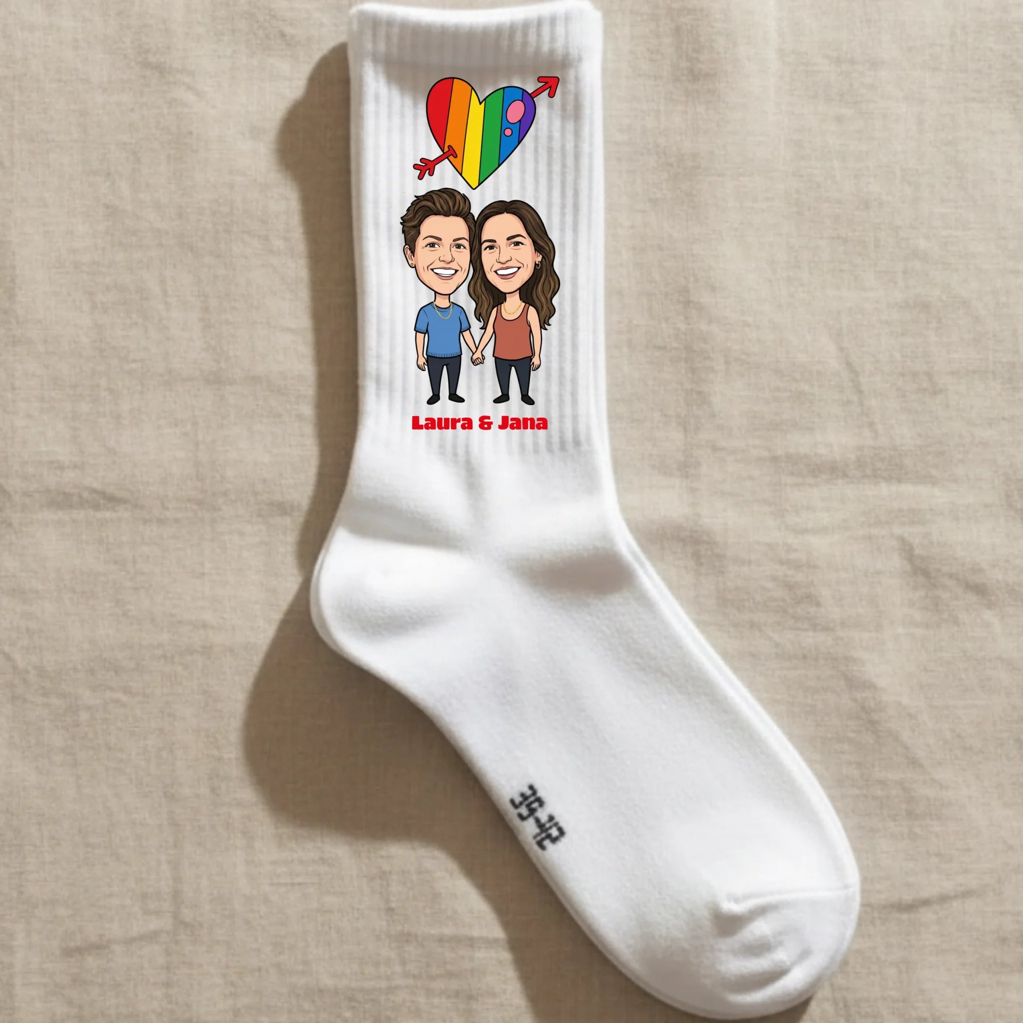 Regenbogen Socken mit Foto personalisiert - Geschenk lesbische Frau einzeln gross
