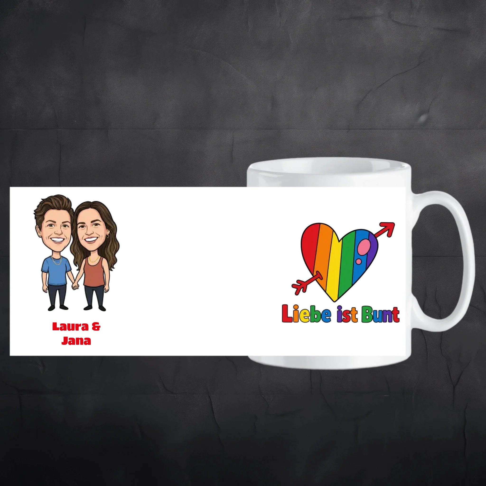 Regenbogen Tasse mit Foto und Namen - Geschenk lesbische Frau