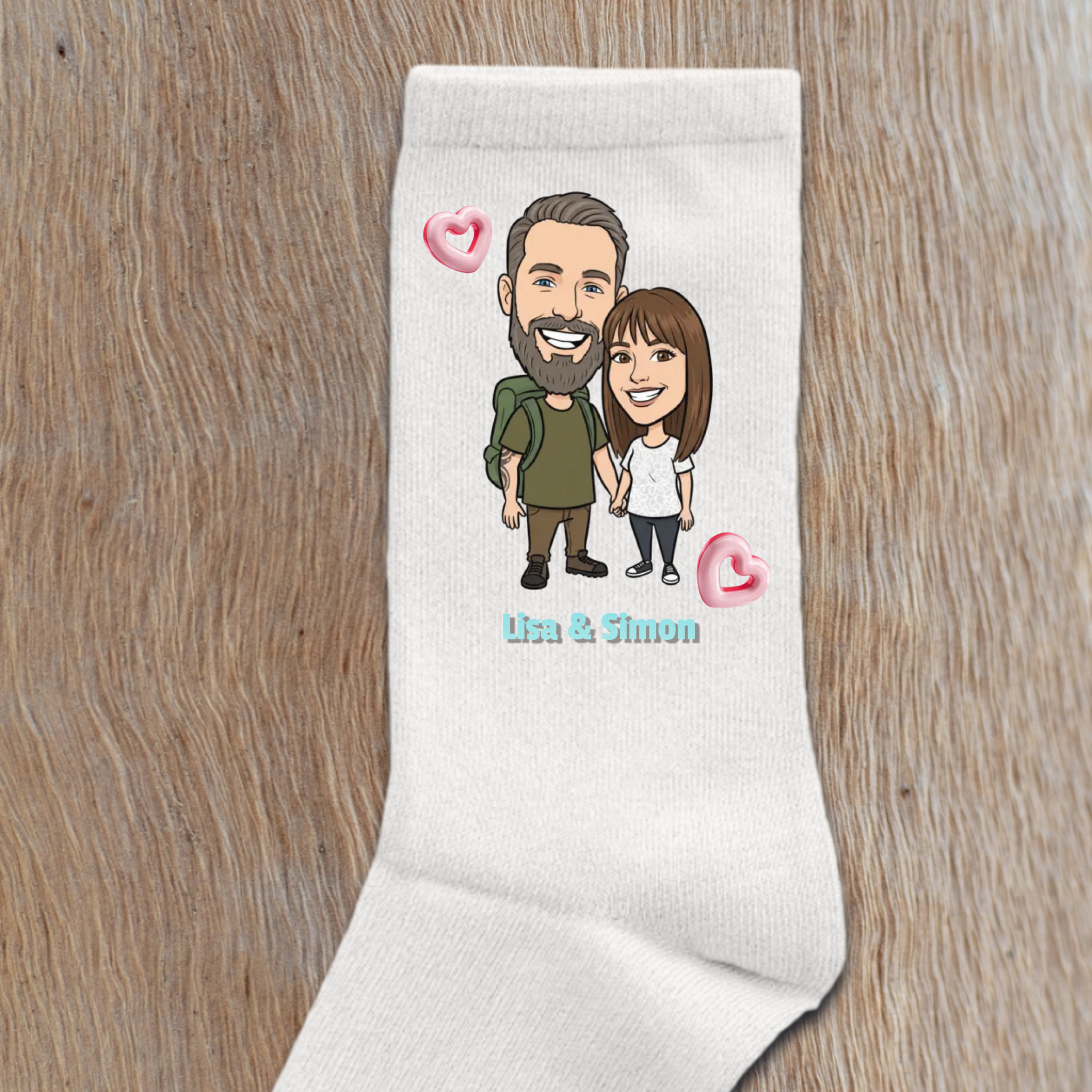 Personalisierte Socken Comic Stil - Big Head Design 