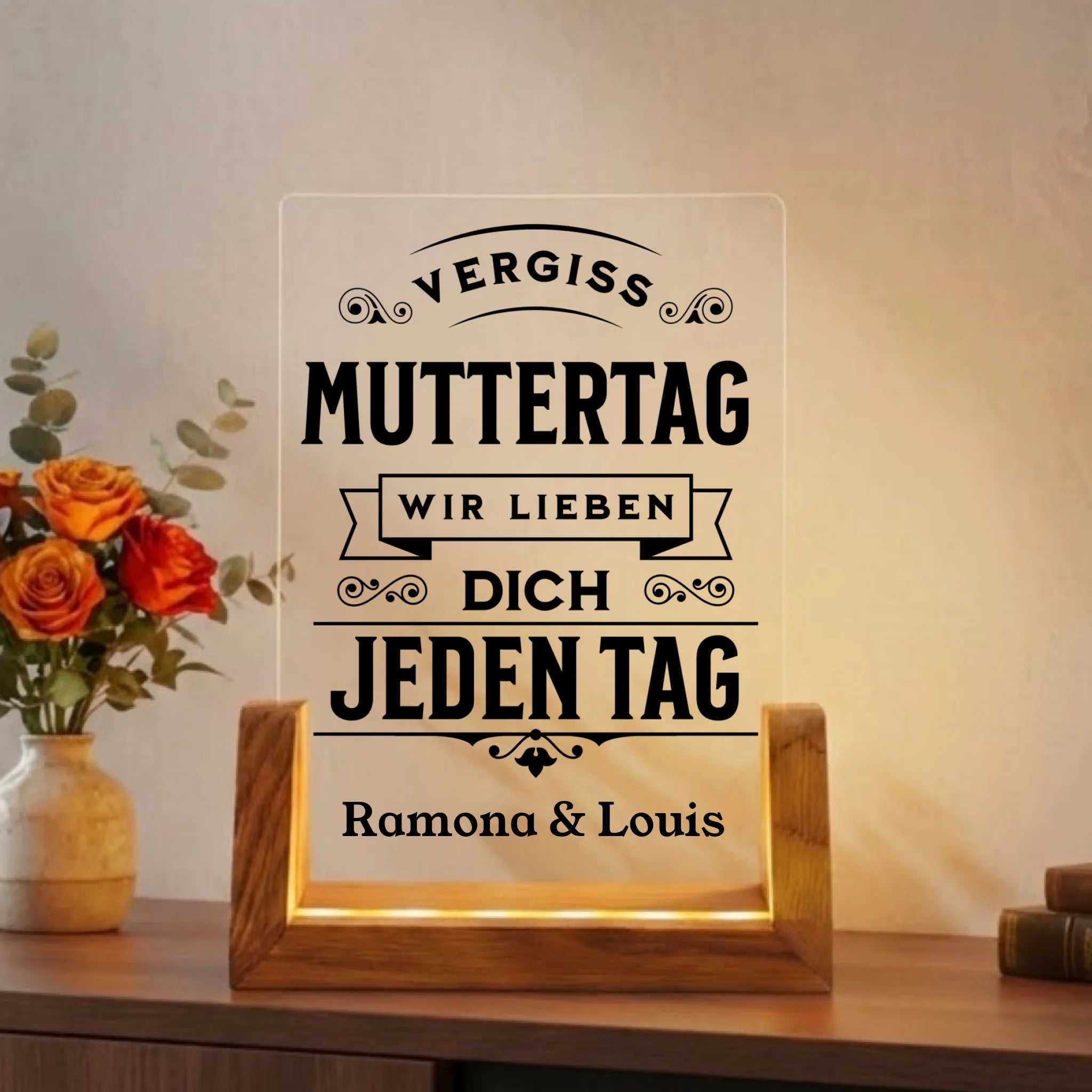 Vergiss Muttertag LED Lampe mit Namen personalisiert