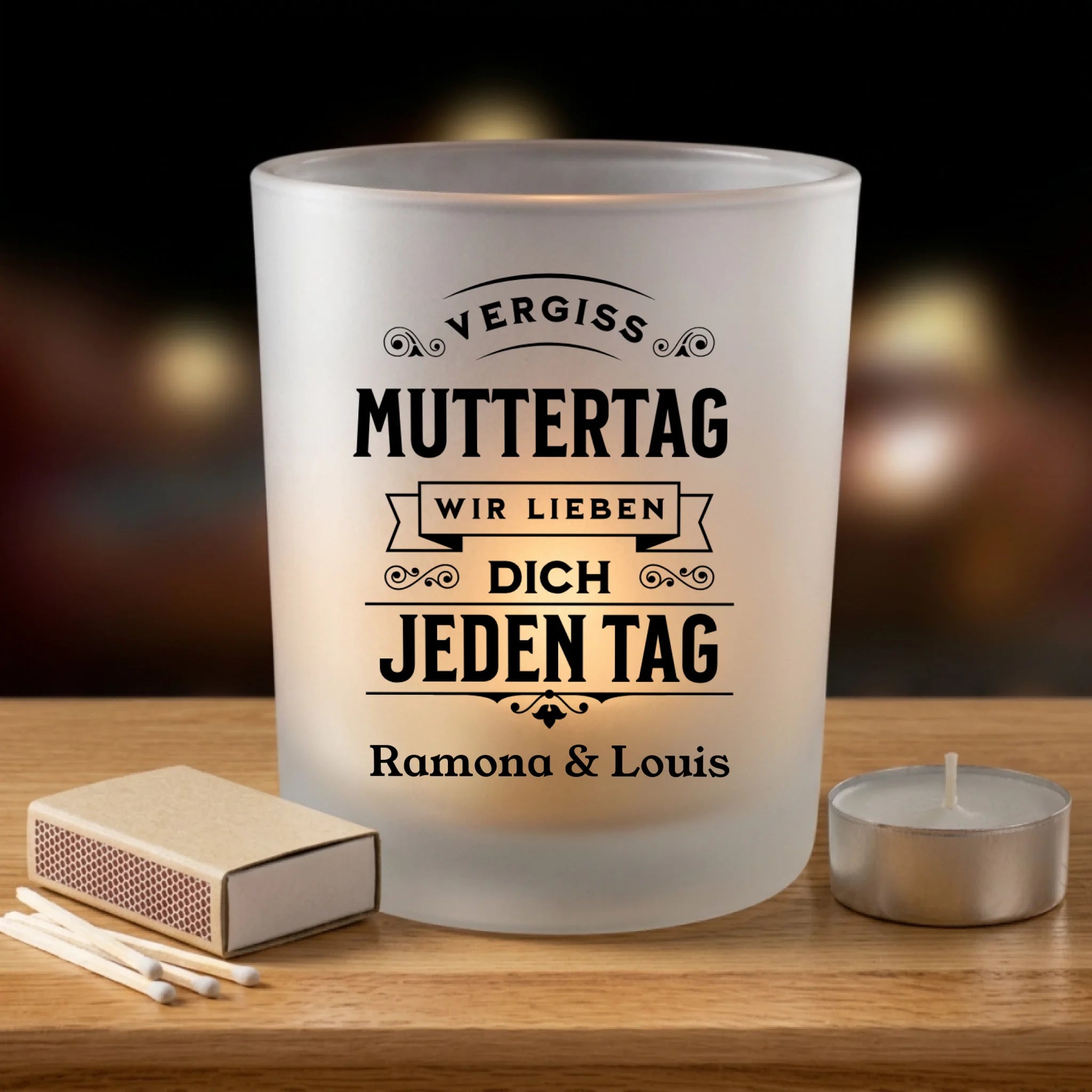 Vergiss Muttertag Teelicht personalisiert mit Namen