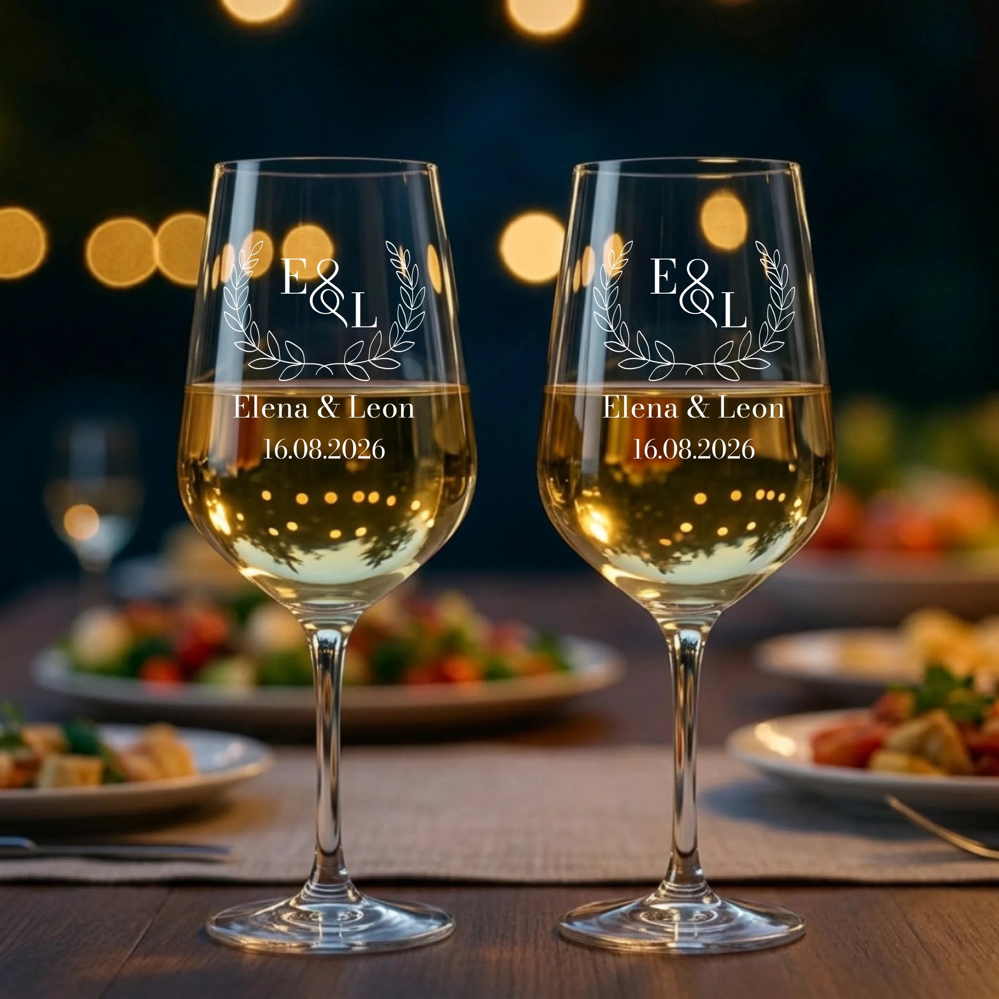 Weinglas zur Hochzeit 2er Set mit Namen