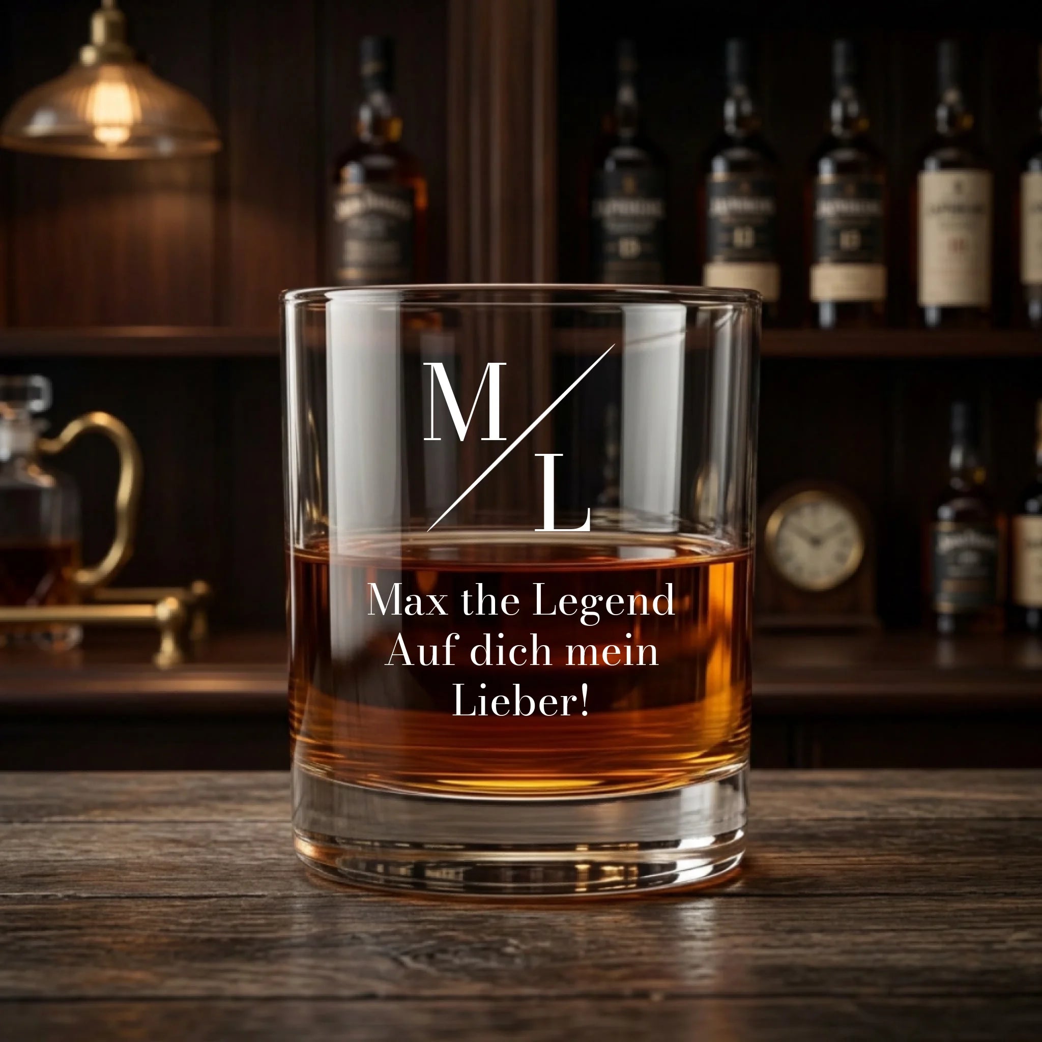 Whiskyglas Initialien mit Text personalisiert - 2er Set
