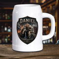 Wikinger Bierkrug aus Stein mit Foto personalisiert – Geschenk für Wikinger Fans