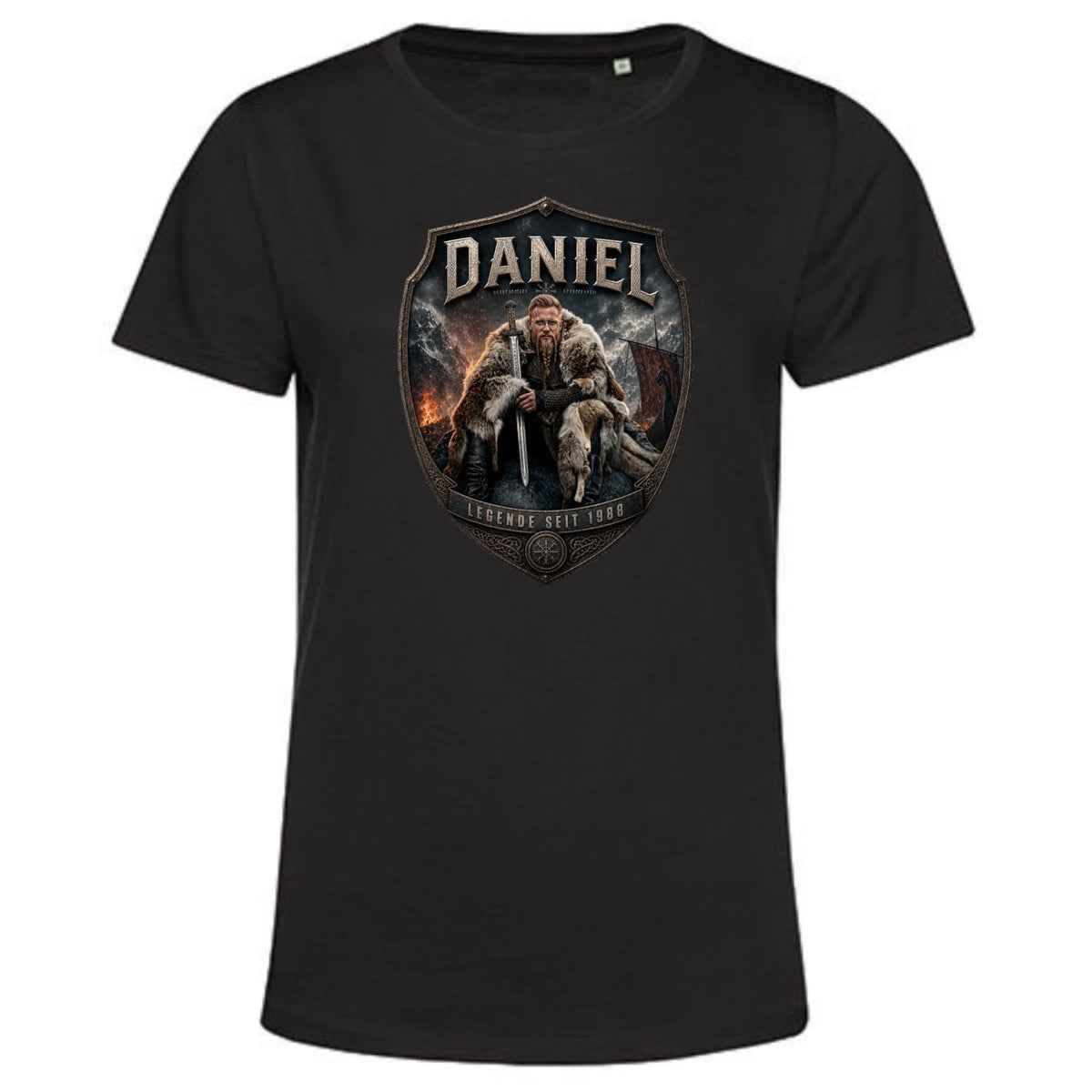 Wikinger T-Shirt mit Foto personalisiert Damen - schwarz