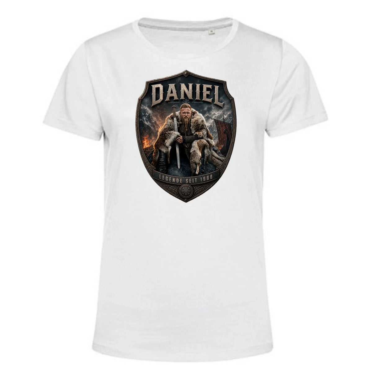 Wikinger T-Shirt mit Foto personalisiert Damen - weiss