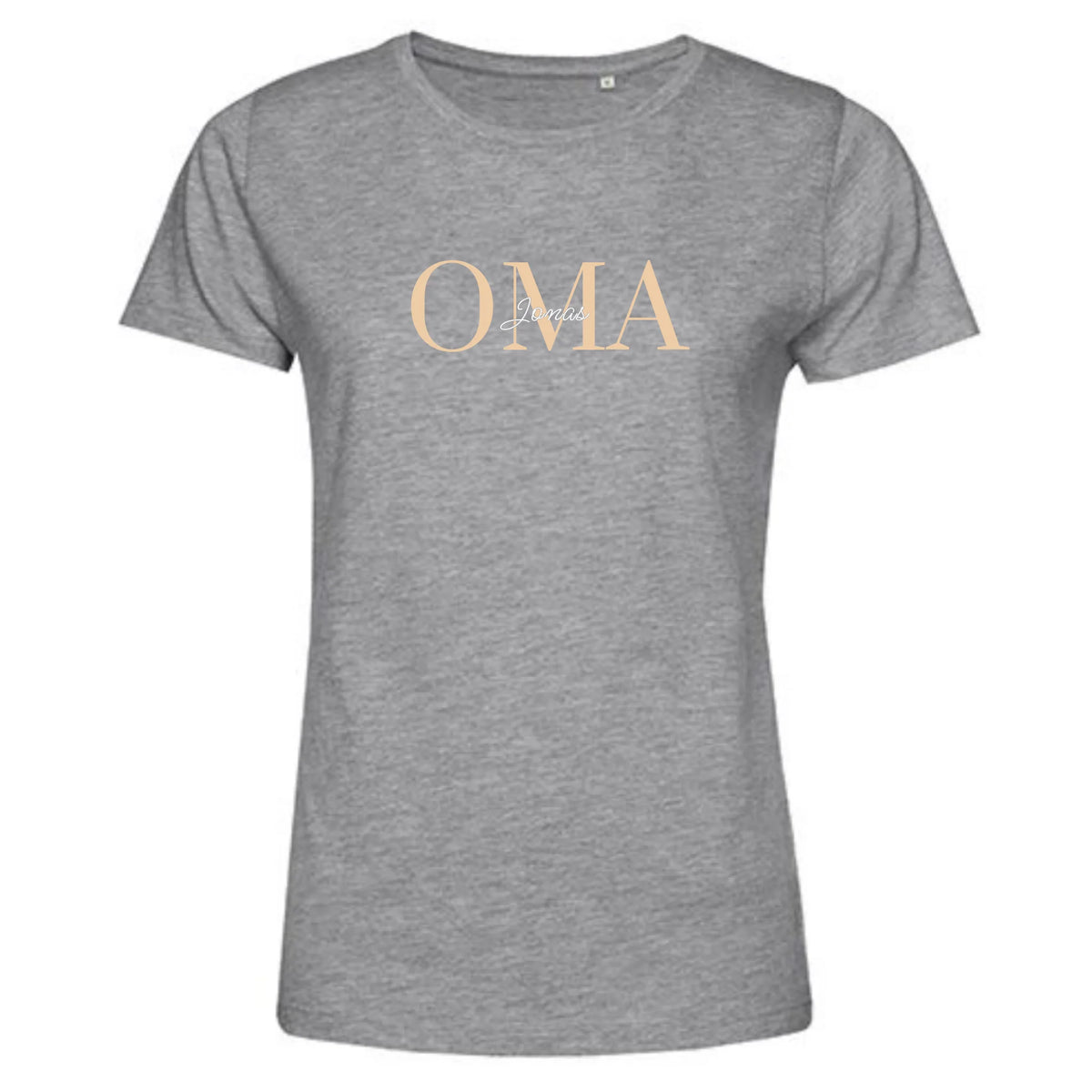 Beste Oma T-Shirt personalisiert Damen grau mit Enkelnamen - Geschenk für Oma