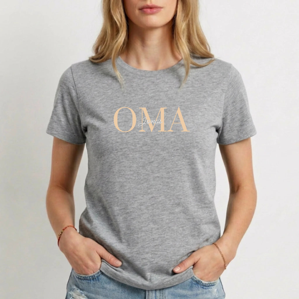 Beste Oma T-Shirt personalisiert Damen grau - Geschenk für Oma