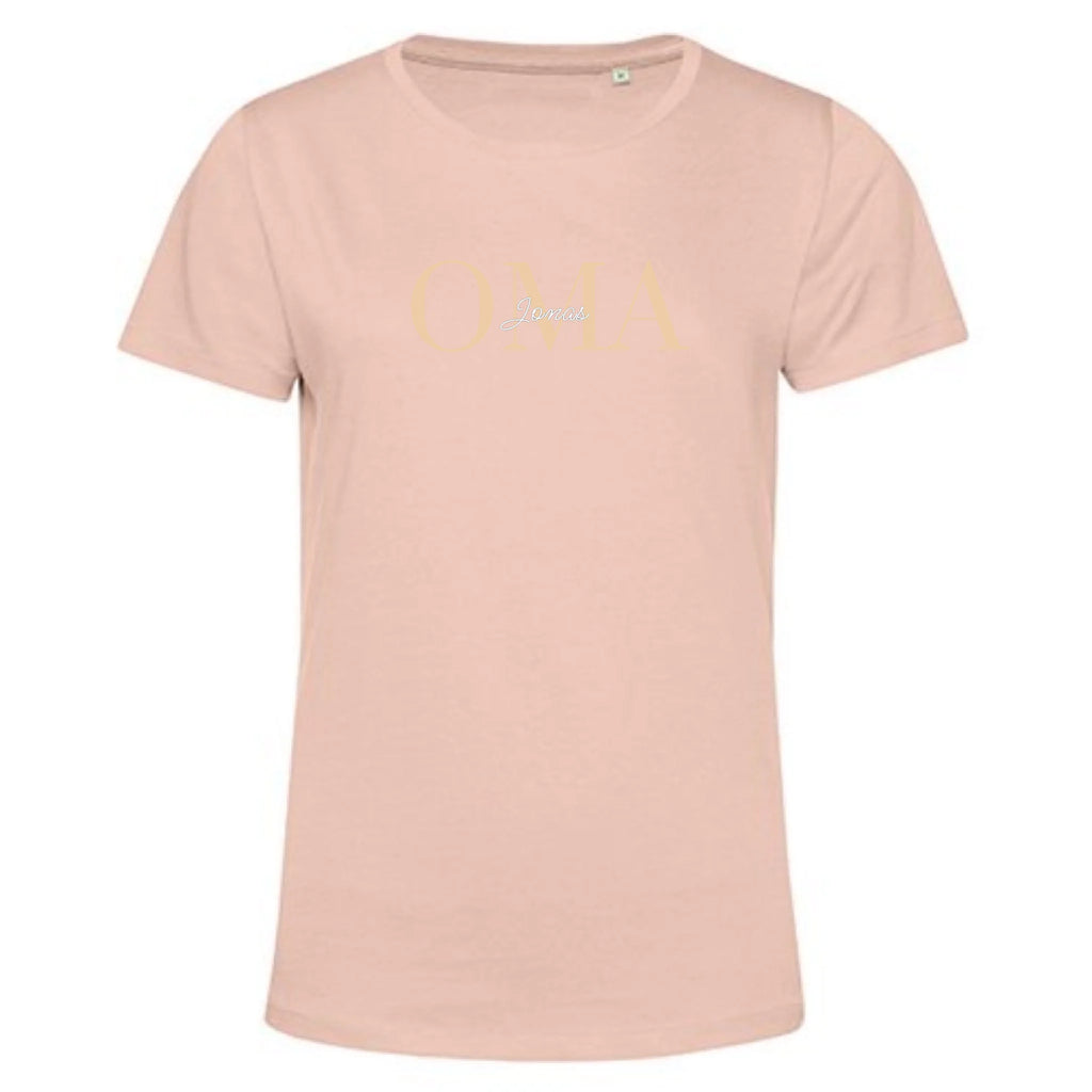 Beste Oma T-Shirt personalisiert Damen rosa mit Enkelnamen - Geschenk für Oma