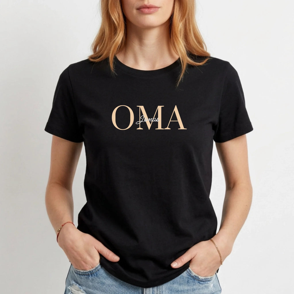 Beste Oma T-Shirt personalisiert Damen schwarz - Geschenk für Oma