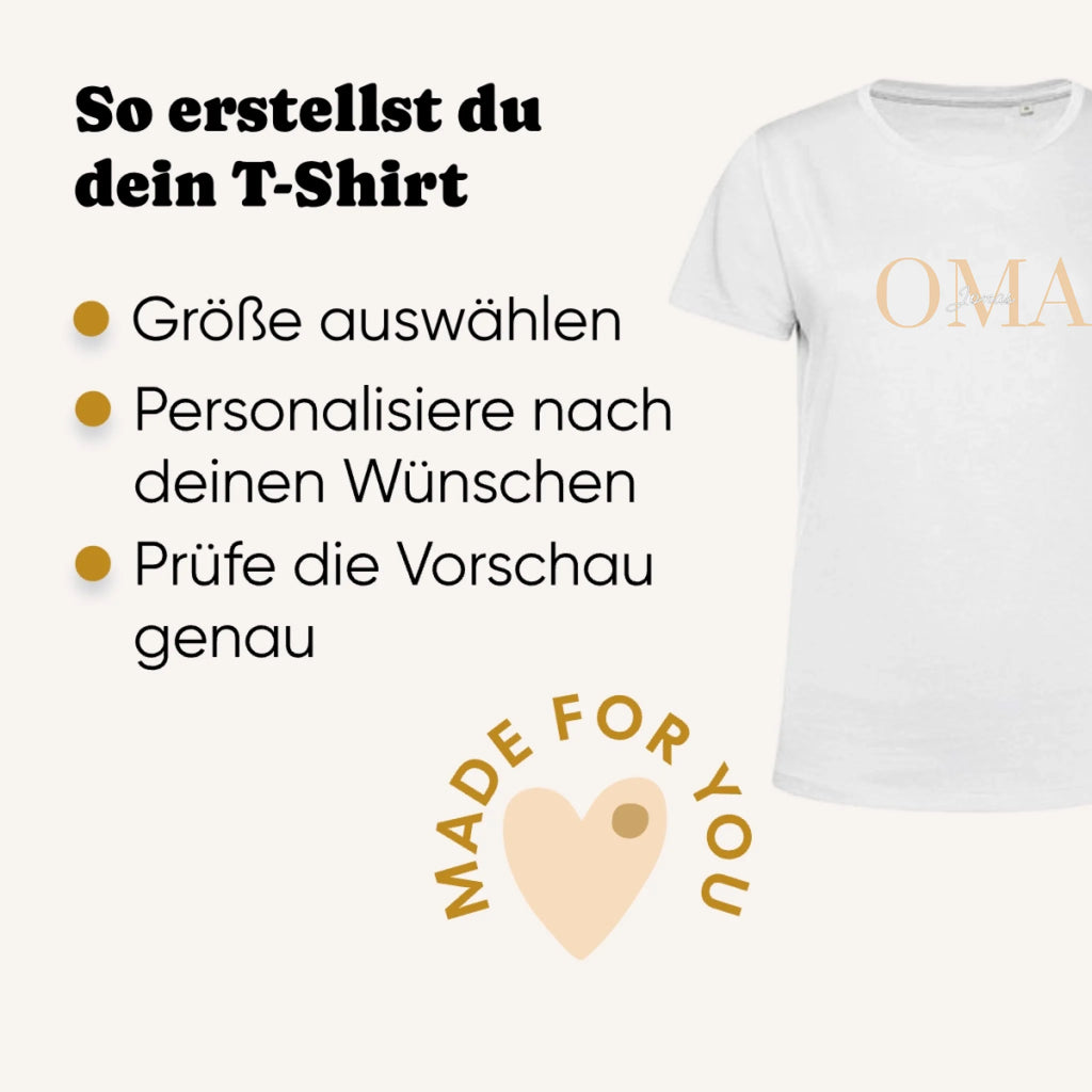 Beste Oma T-Shirt personalisiert Damen weiß Detailansicht - Geschenk für Oma
