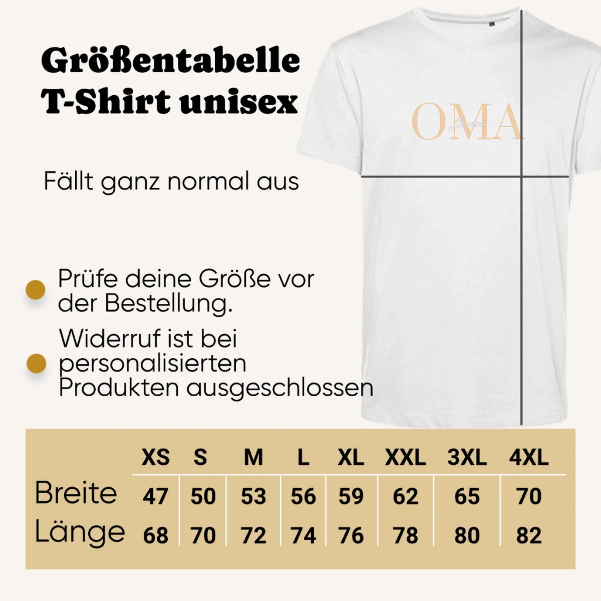 Beste Oma T-Shirt personalisiert Größentabelle - Geschenk für Oma