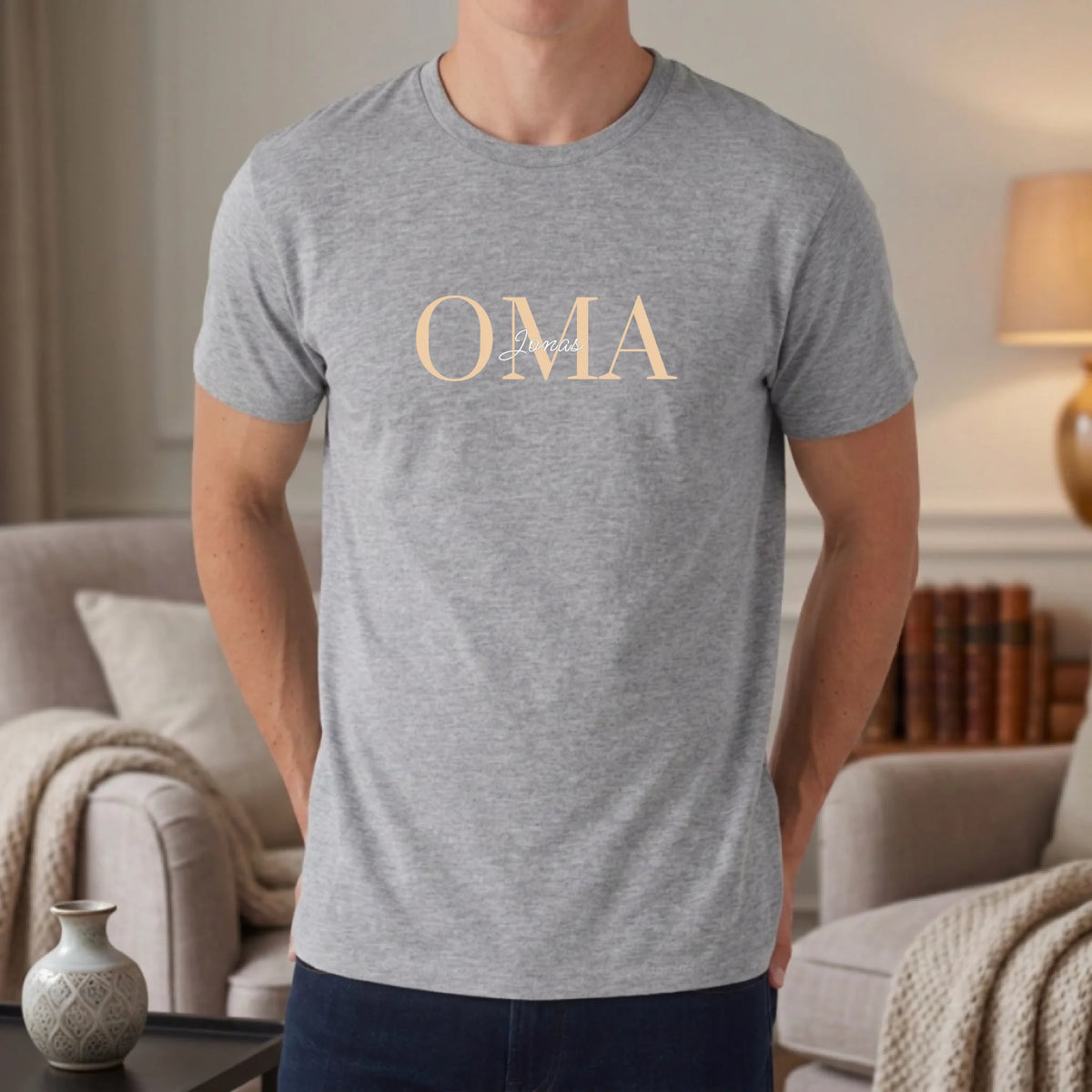 Beste Oma T-Shirt personalisiert Unisex heather grey - Geschenk für Oma