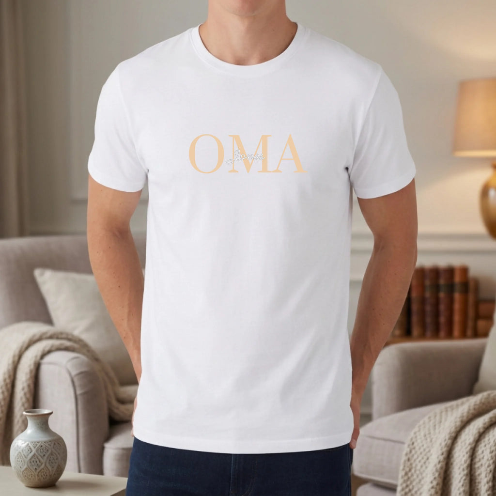 Beste Oma T-Shirt personalisiert Unisex weiß mit Enkelnamen - Geschenk für Oma