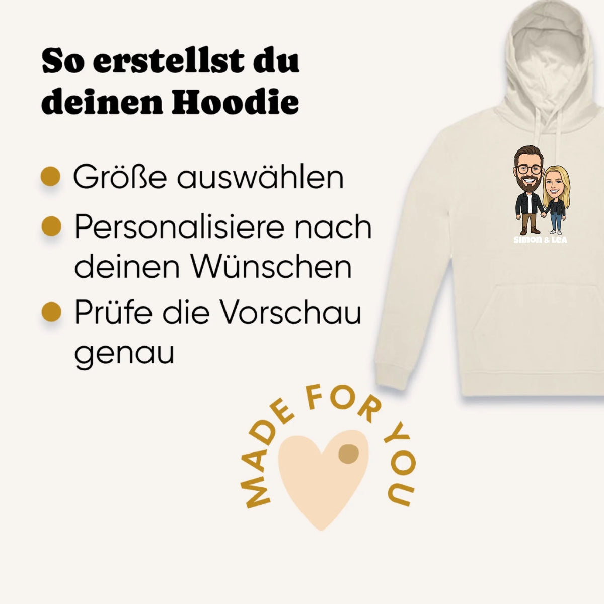 Comic Pullover im Big Head Stil mit deinem Foto – Hoodie Ansicht