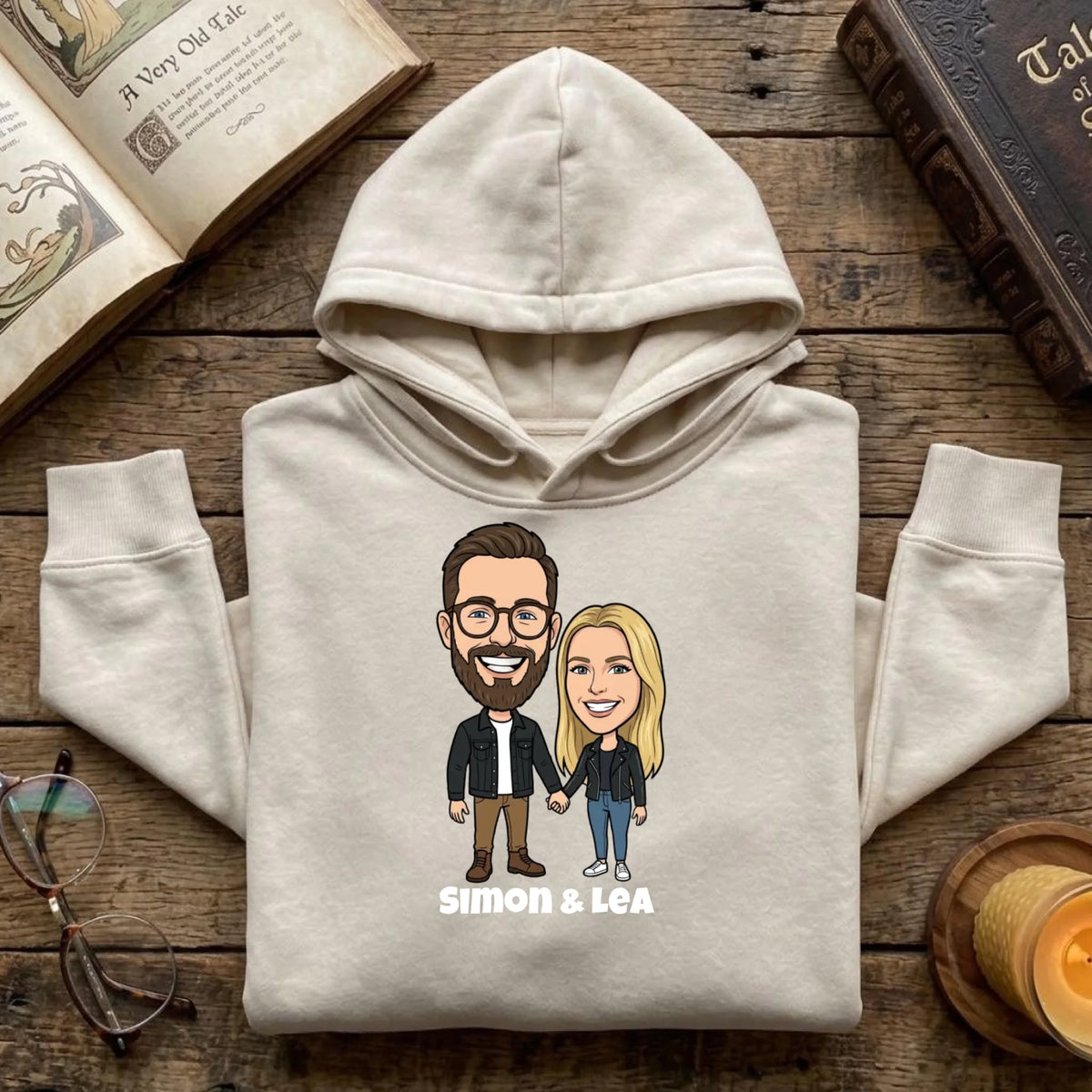 Comic Pullover im Big Head Stil mit deinem Foto – Pullover Ansicht