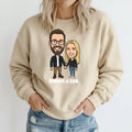 Comic Pullover im Big Head Stil mit deinem Foto – Sweater beige